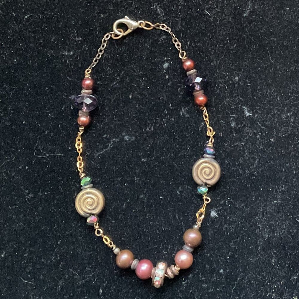 Genuine chocolate freshwater pearl Caribbean inspired 8 1/2" anklet